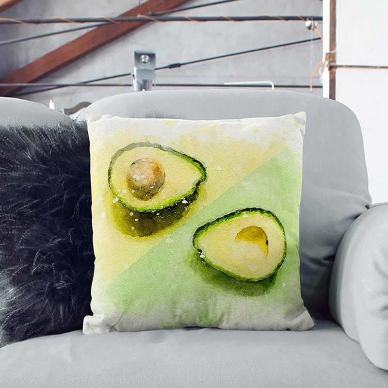 Square Cushion, 40cm H x 40cm W x 15cm D, Yellow/Green