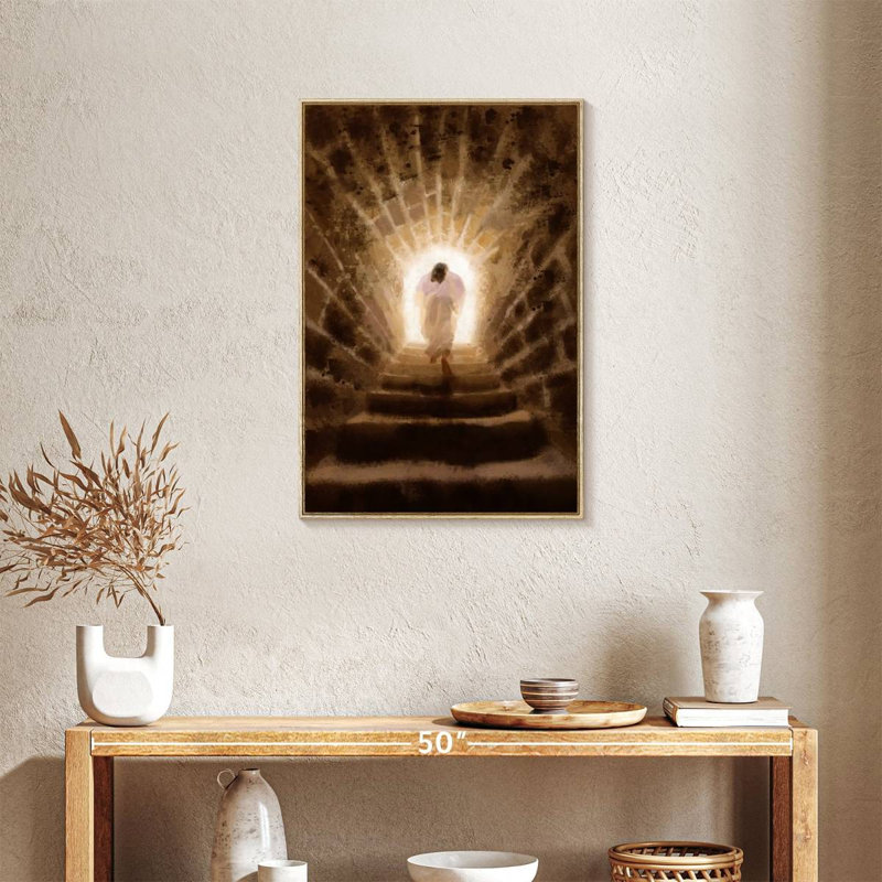 Résurgence du Christ, Floating Frame Natural Wood, 21 po x 31 po