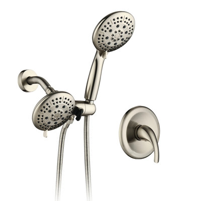 6-spray Patterns Rain Shower Head With Handheld - Fixed & Wall Mounted Brushed Nickel Fog Spray More 6