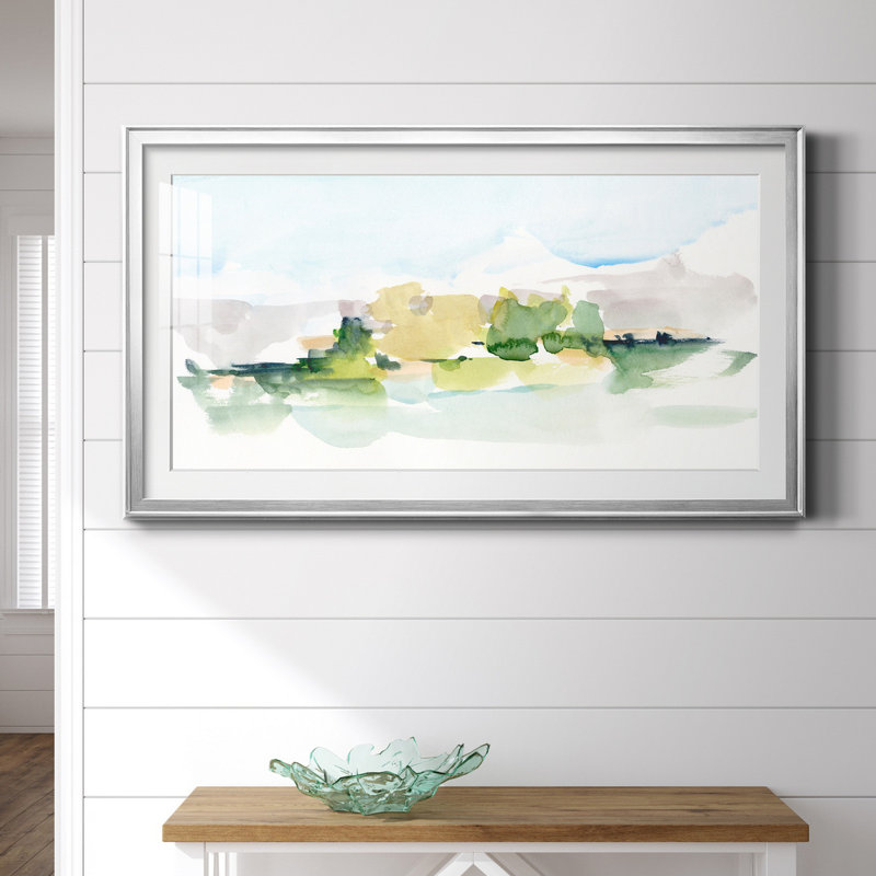 Tangerine Sunset I - peinture encadrée, Blanc, H 10,5 po x l 18,5 po x P 1,5 po, Papier avec cadre argenté