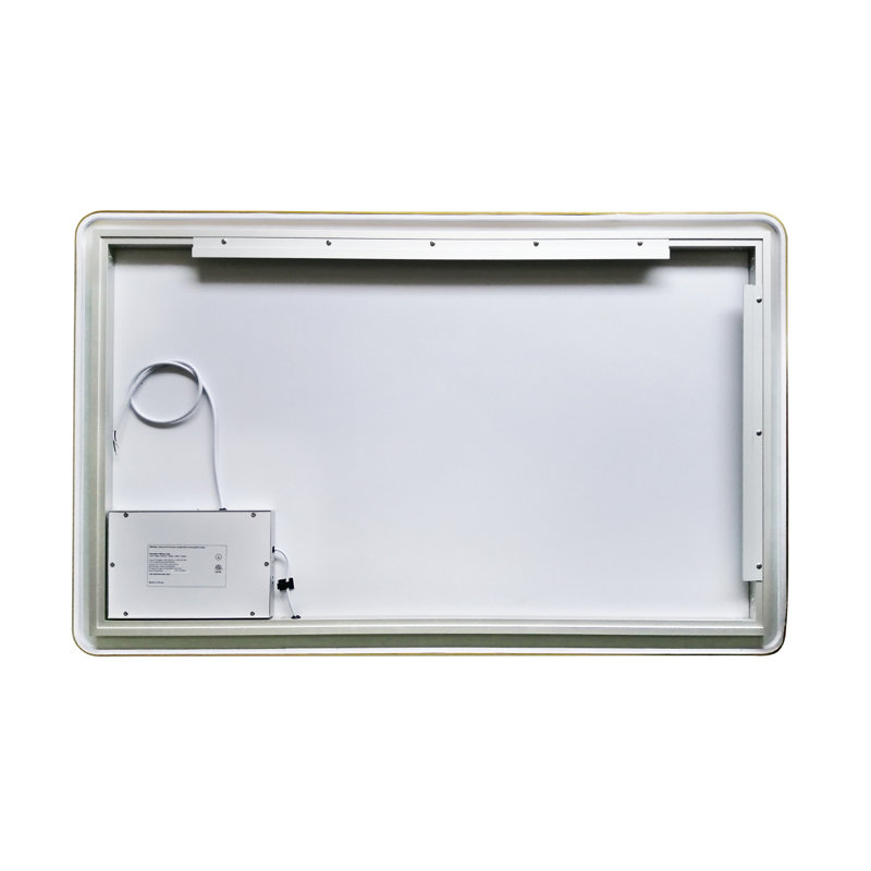 Ortegon Metal Flat Wall Mirror, 30" x 48", Brushed Gold