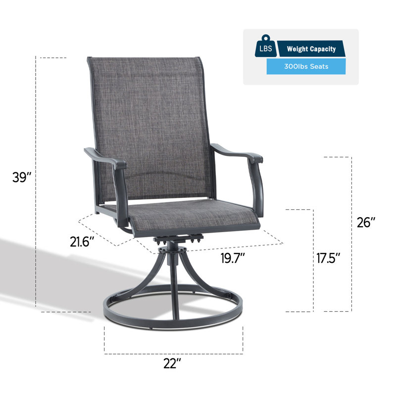 Chaise de patio pivotante Hesson, gris