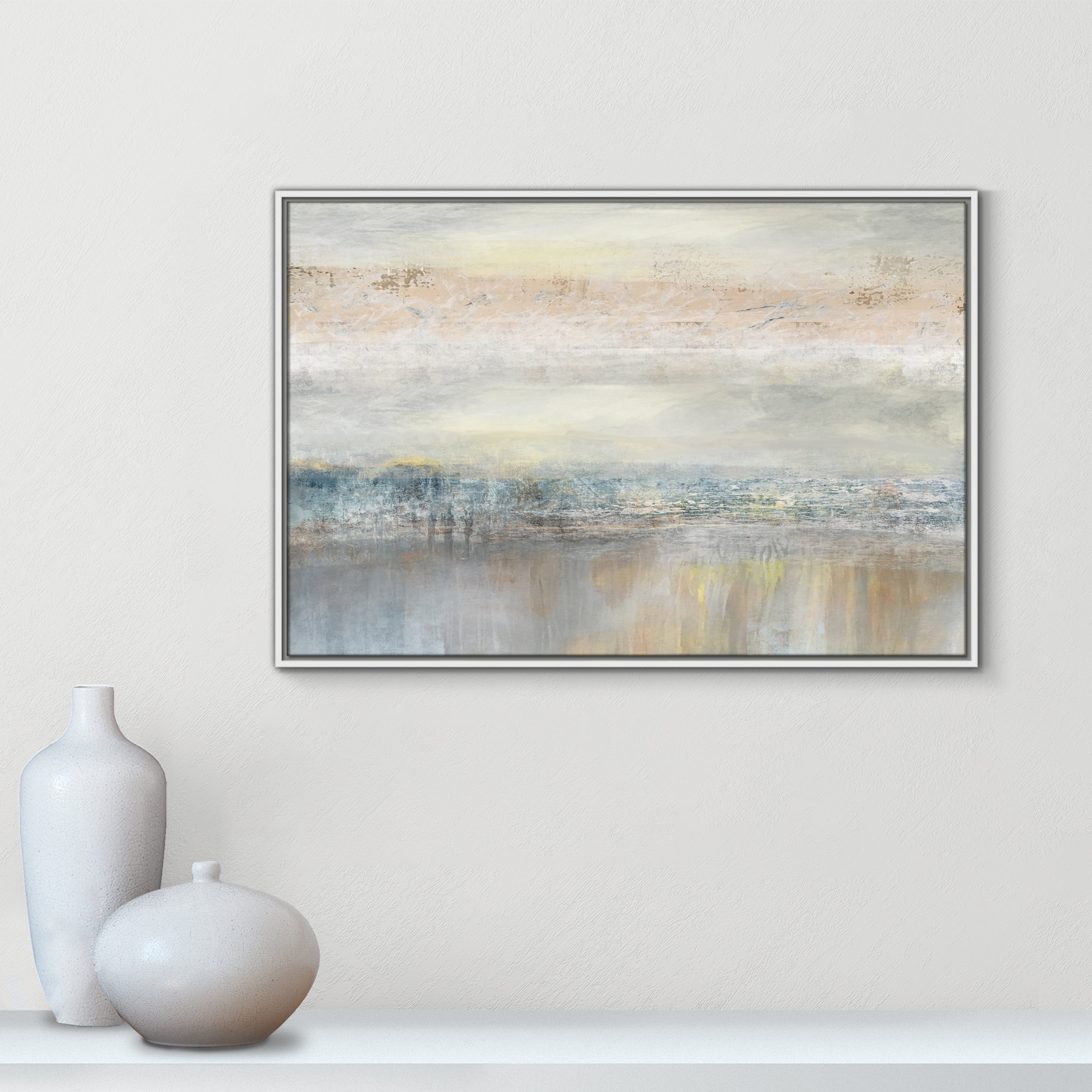 From A Distance by Nan - Painting Print, Silver, 25.5" H x 37.5" W, Picture Framed Canvas