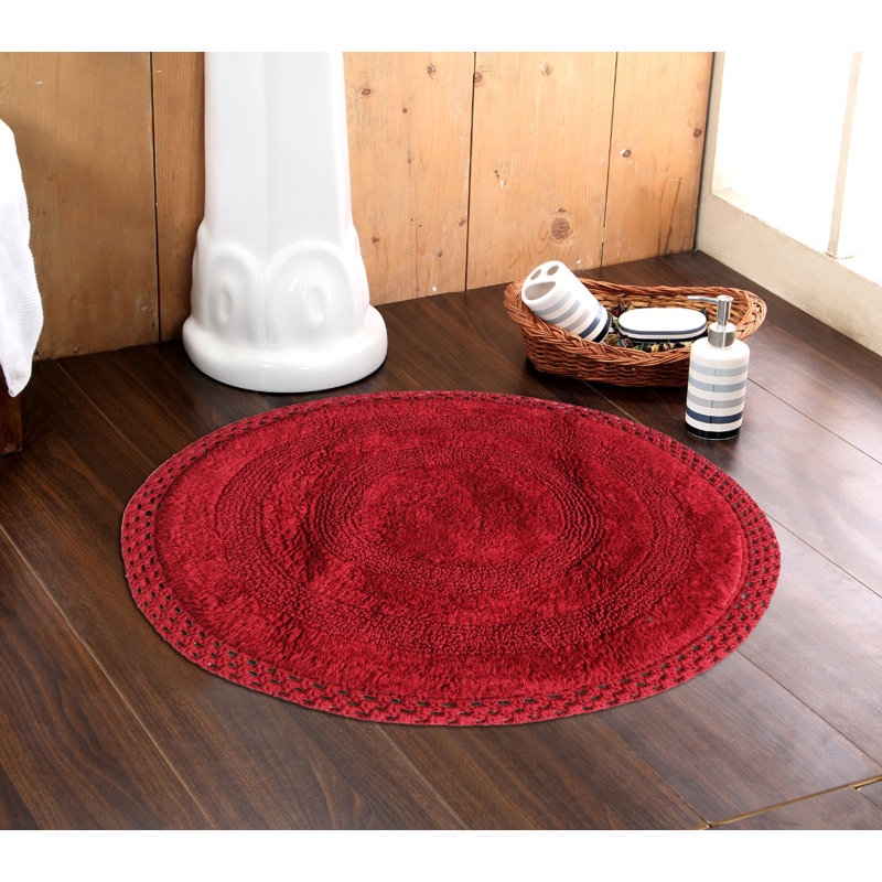 Adiraica 100% Cotton Bath Rug, Wine Red