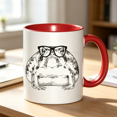 1pc Cute Desert Rain Frog with Glasses Frog Lover's Ceramic Coffee Mug Coffee Cup Tea Mug Birthday Gift Reading.
