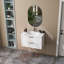 Meuble-lavabo mural flottant avec lavabo, avec système de fermeture en douceur, deux grands tiroirs et une ligne de décoration pour un rangement organisé et un décor moderne
