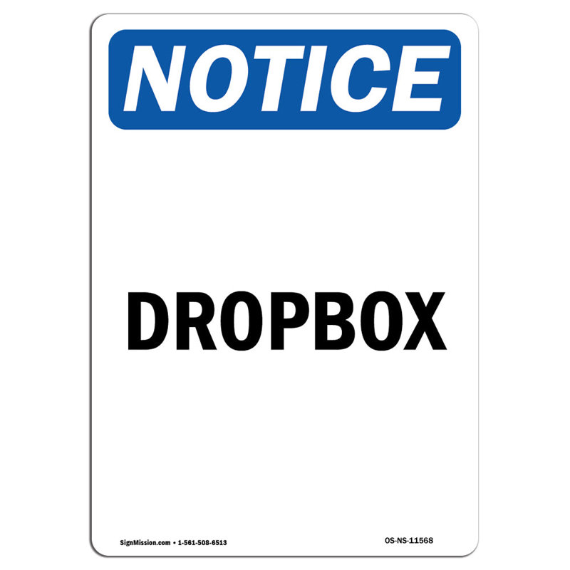 Plaque en aluminium Dropbox 12 x 18