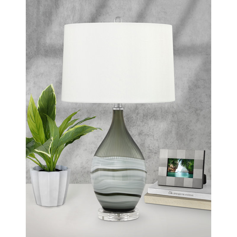 Carrera 28 in. Grey and White Swirl Glass Table Lamp