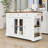 Rolling Kitchen Cart with Drop Leaf, Open Side Racks, Drawers, Shelves and Power Outlet-626205456