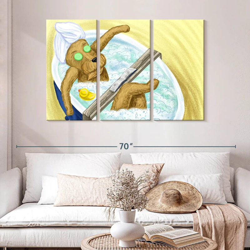 Ketti Dog In A Bubble Bath, 32" H x 50" W