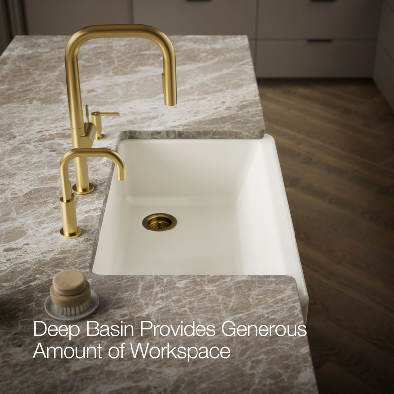 Whitehaven® Self-Trimming 36" L x 22" W Farmhouse Kitchen Sink, Biscuit