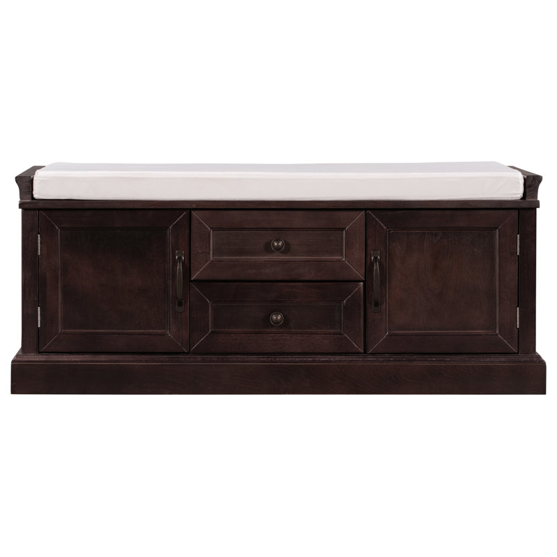 Banc de rangement en velours, Espresso