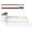 Lit superposé avec rangement, prises de courant, bureau blanc + bureau en noyer, lit gigogne simple et prises électriques -