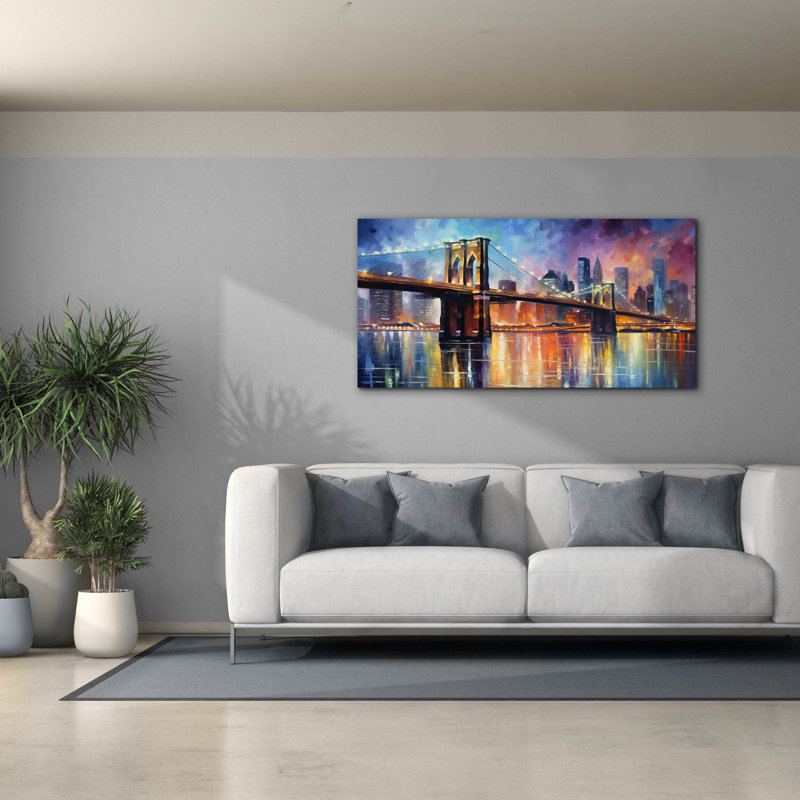 «Brooklyn Bridge» par Cameron Gray, art mural sur toile, H 30 po x l 60 po x P 1,5 po