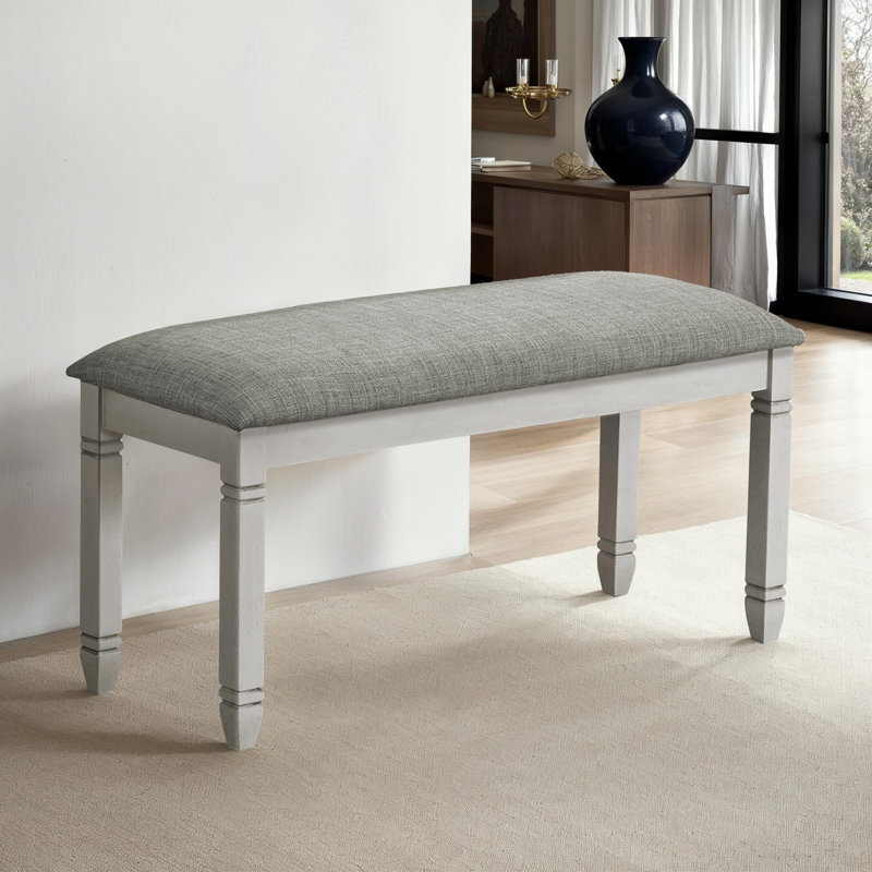 Bench, 41" Rectangular, Kitchen, Dining Room, Entryway, Bedroom, Upholstered, Wood, Transitional, Gray