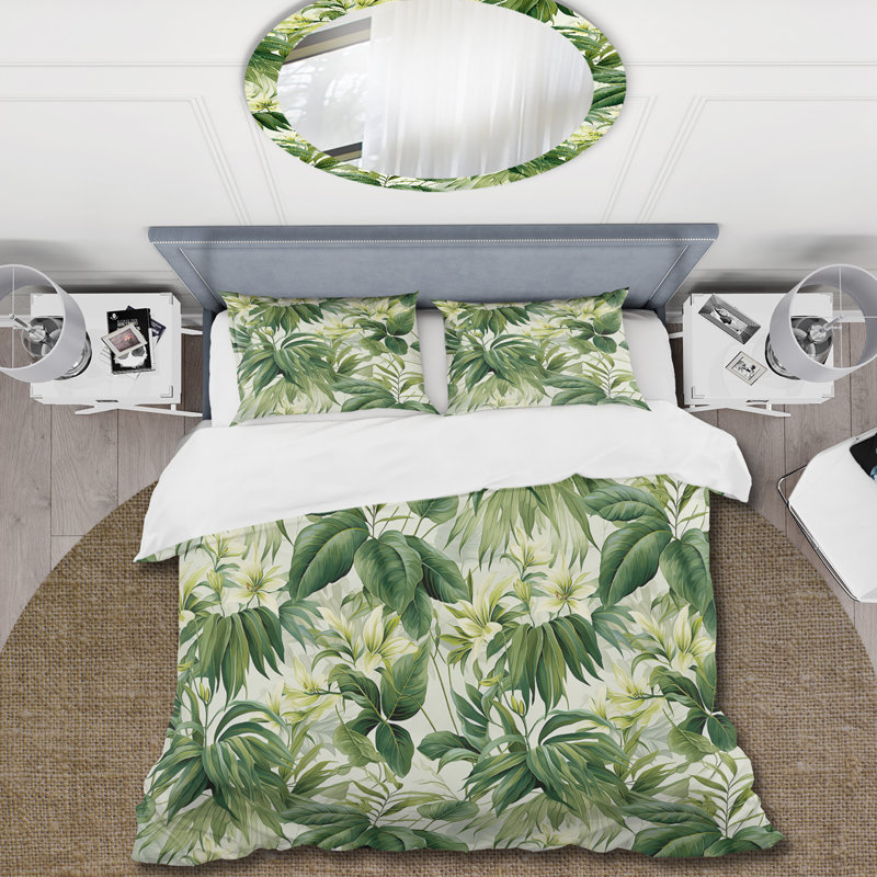 Literie Vintage Jungle I, Housse de couette pour grand lit et 2 taies décor