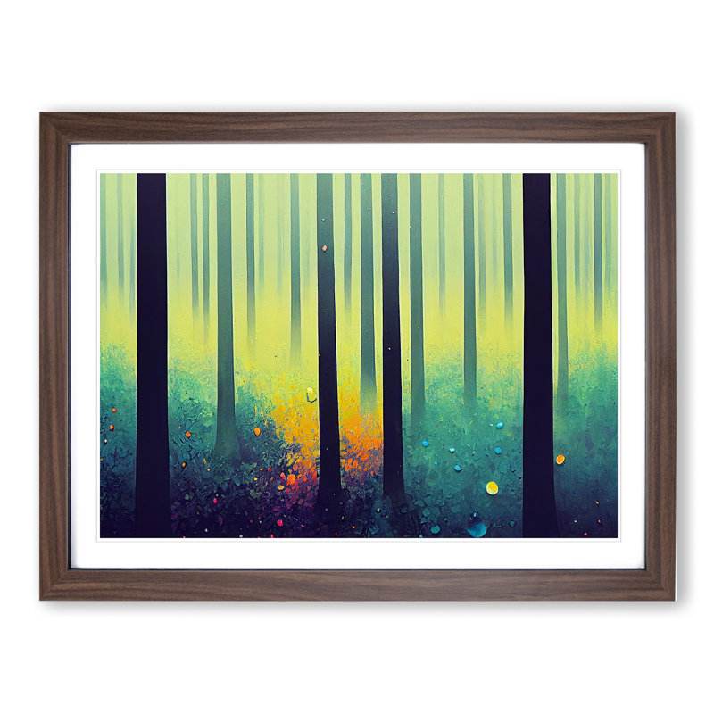 Summer Forest Beauty Vol.3 - Single Picture Frame Painting, 34cm H x 46cm W x 2cm D, Walnut