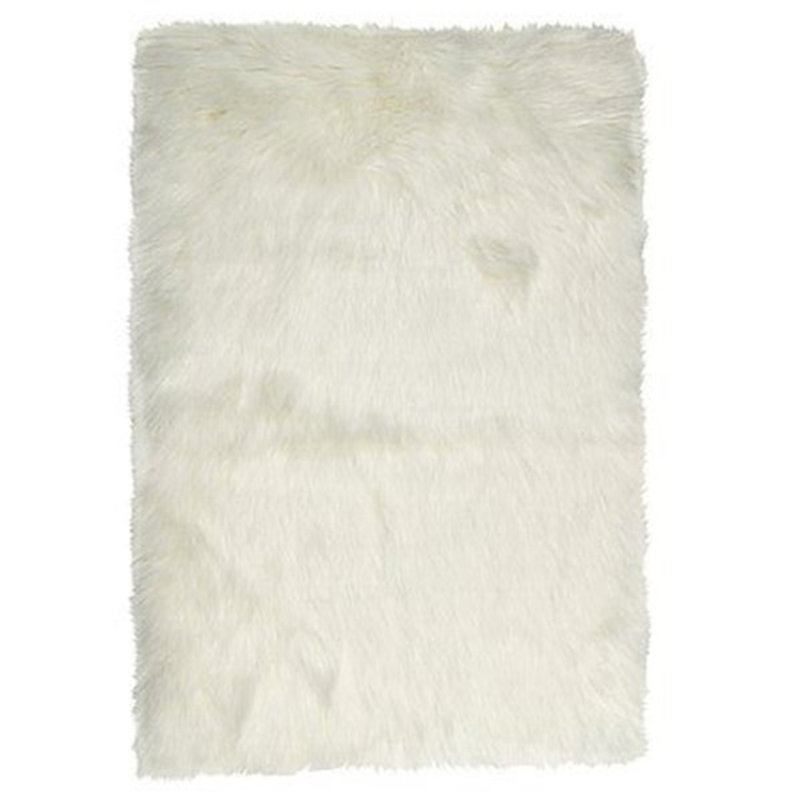 Tapis rectangulaire en fausse fourrure blanc cassé 5 pi x 8 pi, Rectangle 3 pi x 5 pi