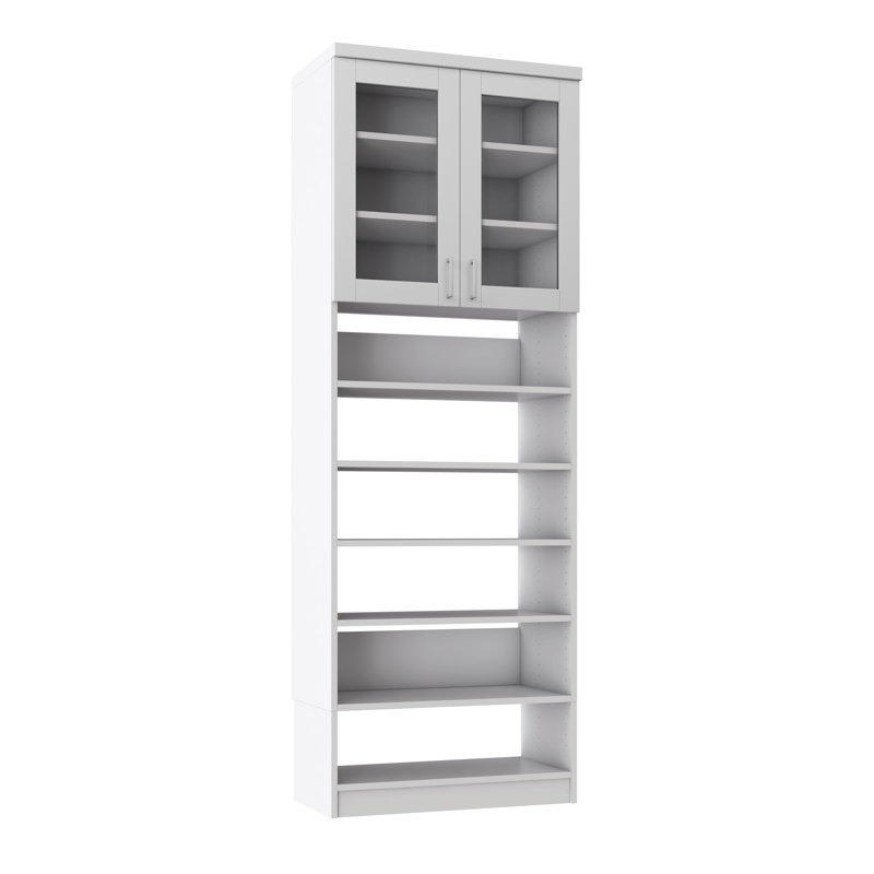Tranquil White 37.5" Floor-Mounted Closet Section with Glass Doors, 9 Shelves, 37.5, Tranquil White