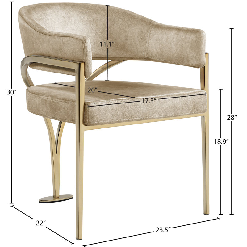 Chaise en velours Kirsi, Velours beige, Doré