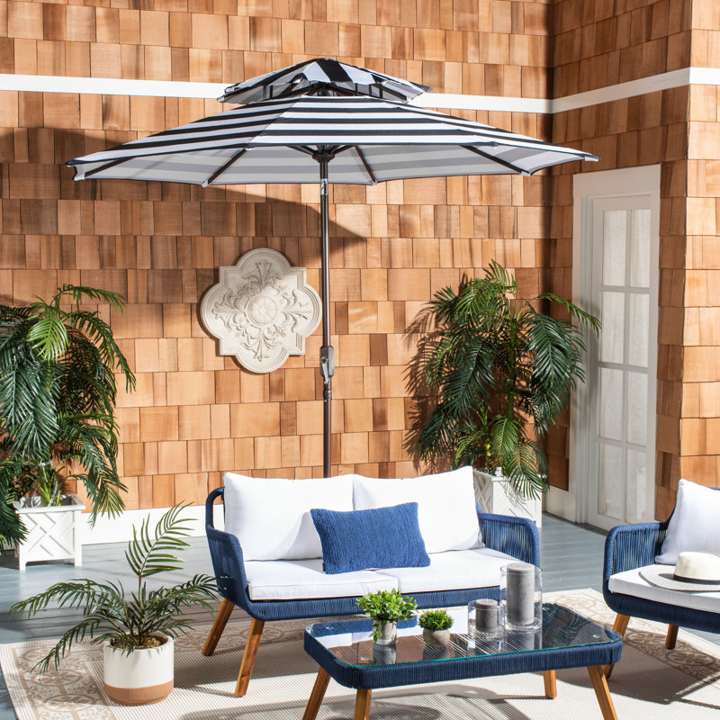 Parasol de plage 8,5 pi Torrens, Bleu marine/blanc