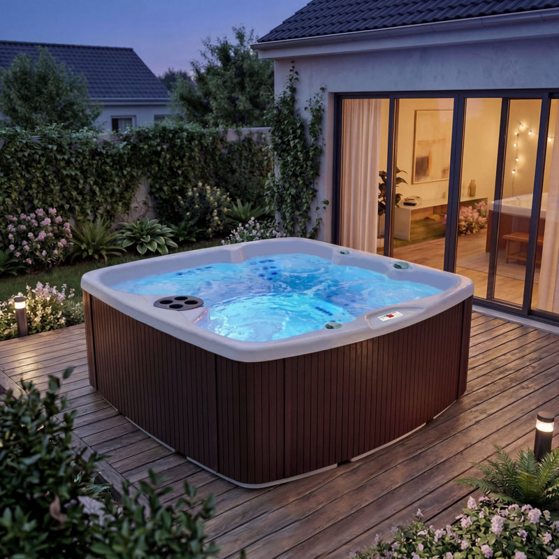 Spa rectangulaire à 5 jets pour 5 personnes à 65 jets avec ozonateur Lifesmart LS550 Plus, Espresso