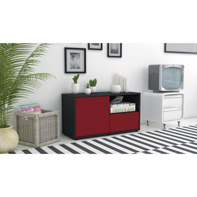 Sincere 92 cm W Chest of Drawers, Red / Matte Anthracite