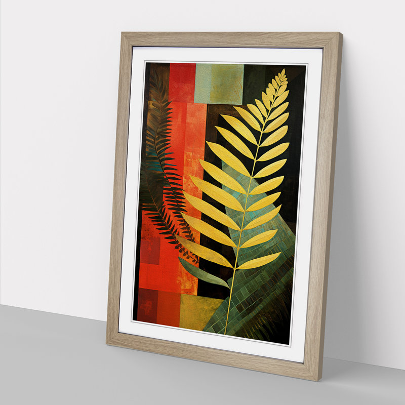 Fern Leaf Constructivism - Framed Print, 46cm H x 34cm W x 2cm D, Oak