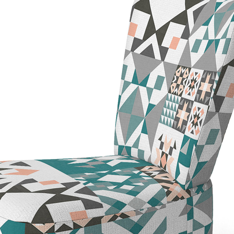 Multicolor Square Patchwork - Upholstered Patterned Accent Side Chair