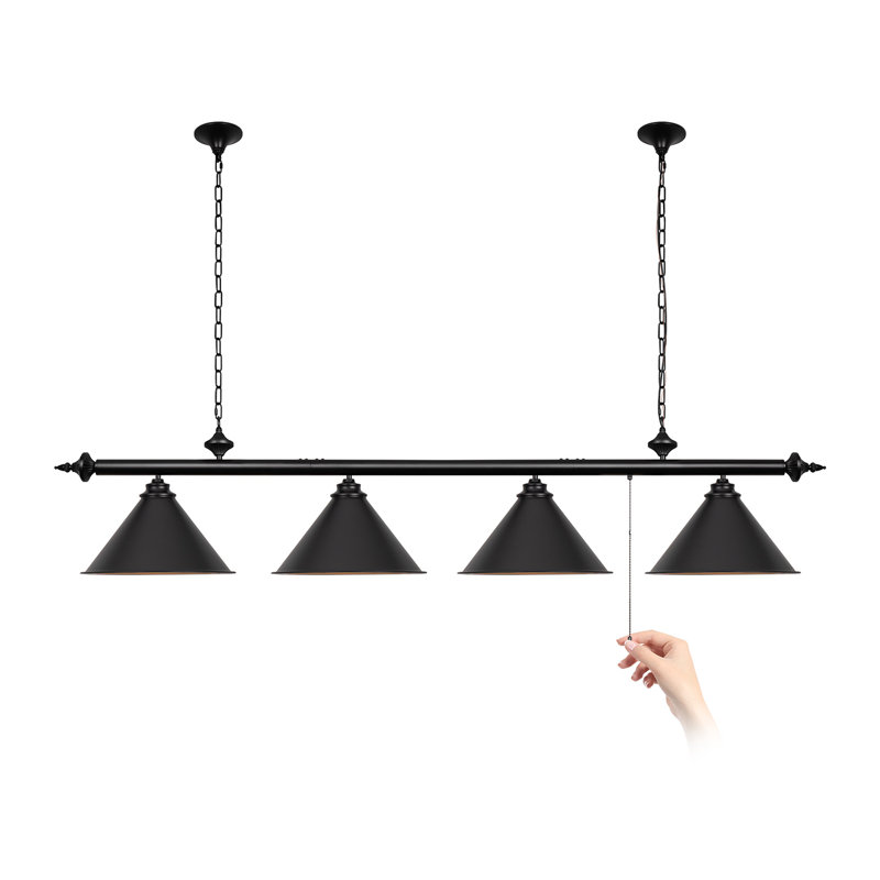 Ceti - Light Matte Black Pool Table Lights Pendant, 57.72" H x 70.87" W x 13.78" D, 4