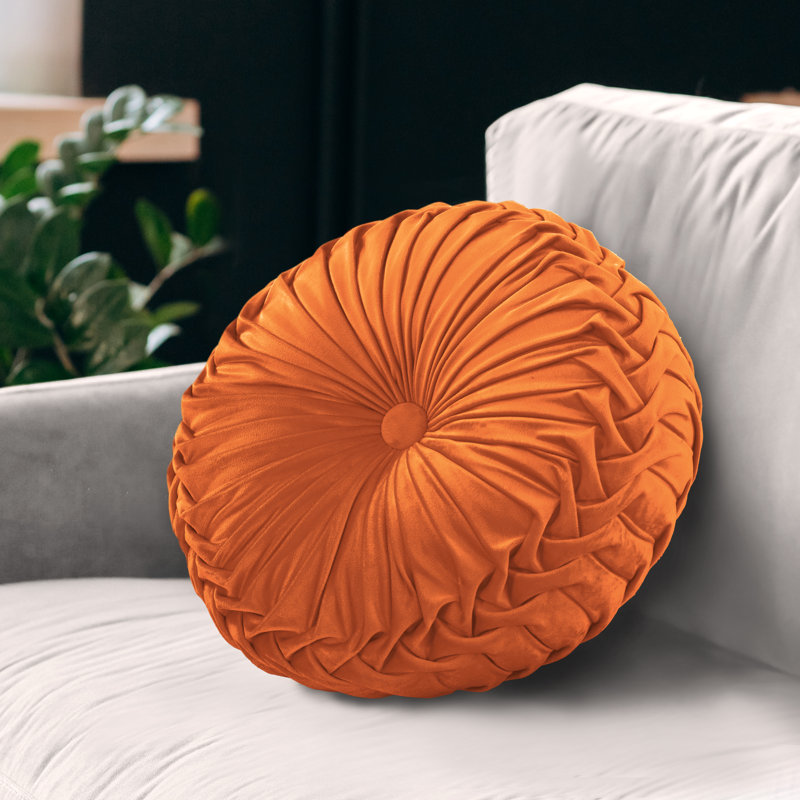 Irany Velvet Throw Round Pillow Cover & Insert, Terracotta