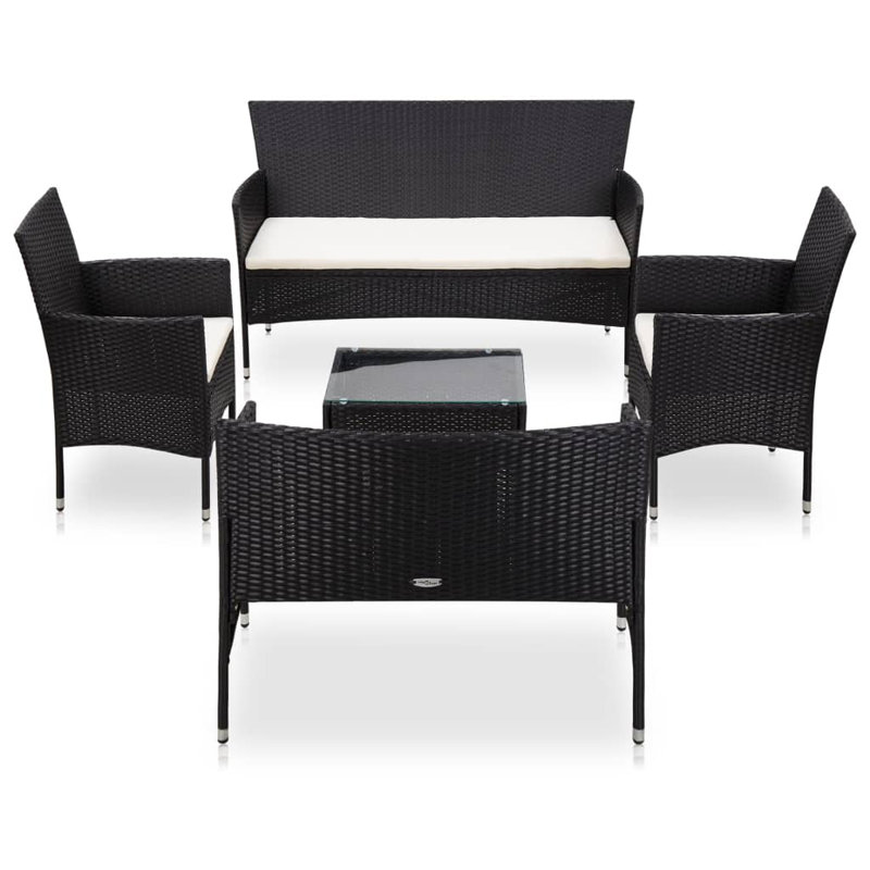 Ameriya 5 Piece Lounge Chair with Cushions, White, Black