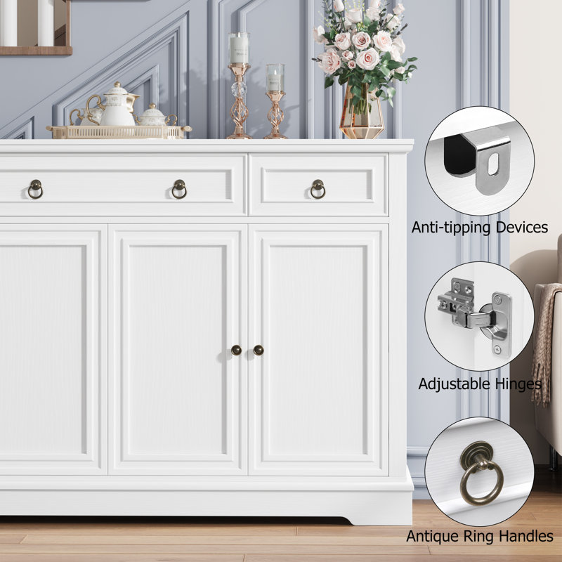 Buffet Armoire à Vin JVMOEBEL – 4 Tiroirs, 160x40x80cm, Gris, Style Moderne