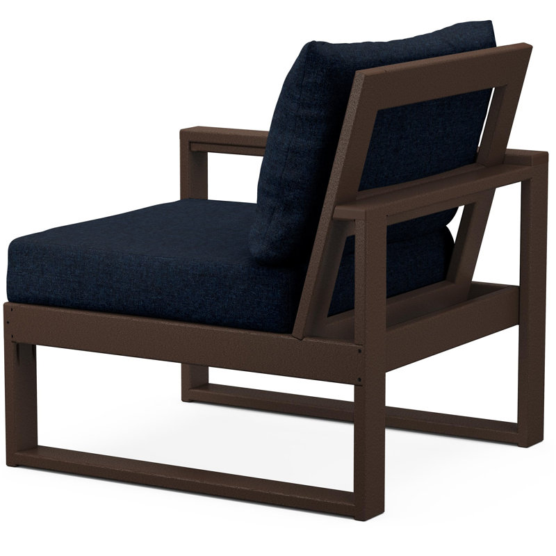POLYWOOD Outdoor Lounge Chair, Mahogany, Marine Indigo