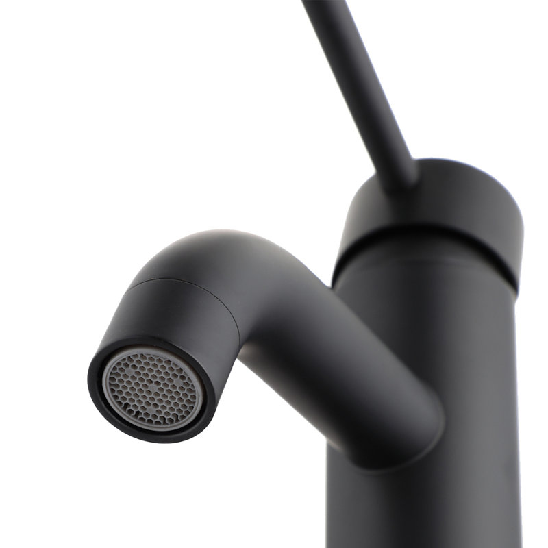 ADA Compliant Single Hole Bathroom Faucet - 6.57" High Stainless Steel Waterfall Faucet Matte Black, Matte Black