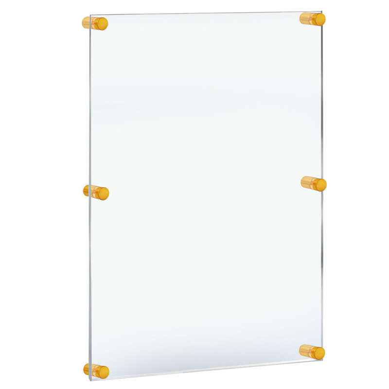 Floating Acrylic Wall Frame with Gold Stand Off Caps: 24" x 36" Graphic Size, Overall Frame Size: 28" x 40"