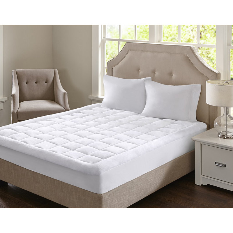 Surmatelas moelleux imperméable hypoallergénique en duvet synthétique, Très grand lit