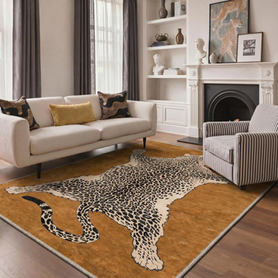 Alinda Talon Animal Print Brown / Beige / Black Machine Washable Area Rug