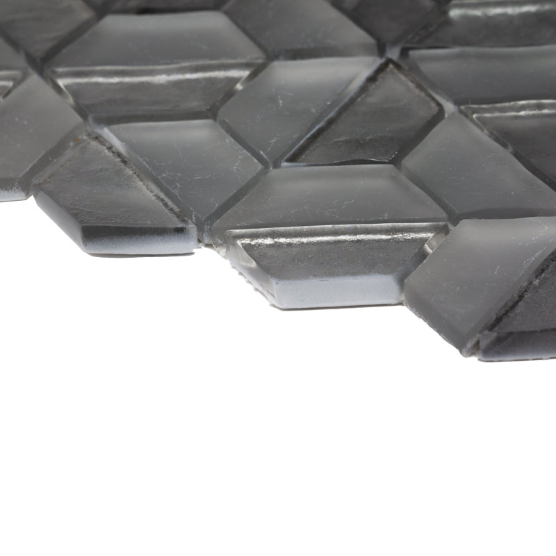 Samba 10.5" x 11.5" Glass Hexagon Mosaic Tile, Fume Light Gray