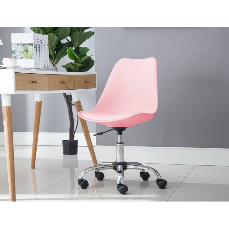 Noblitt Height Adjustable Swivel Office Chair, Pink