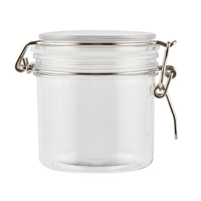 Articles de restaurant-Met Lux 15 pots Mason, 2 pots de rangement hermétiques avec couvercles - joint en caoutchouc, bouche large, contenants ronds en plastique transparent, durable, pour la cuisine et le garde-manger des aliments secs en vrac