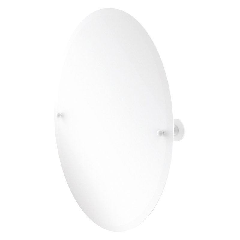 Gober Metal Wall Mirror, Matte White, 28.5 H x21 W x 3.6 D