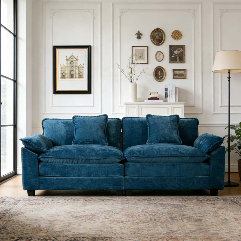Wider Armrest LoveSea Sofa, 33.1" H x 81.9" W x 30.3" D, 2, Blue