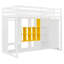 Lit mezzanine simple en bois avec garde-robe, tablettes et armoire