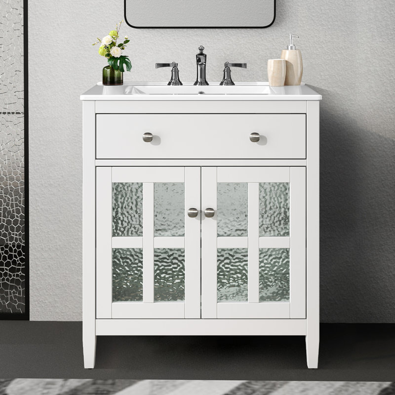 Meuble-lavabo 30 po avec lavabo en céramique, Blanc