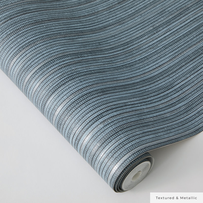 Marshawn 16.5' L x 20.5" W Textured Peel and Stick Wallpaper Roll, 33' L x 20.5" W, Blue