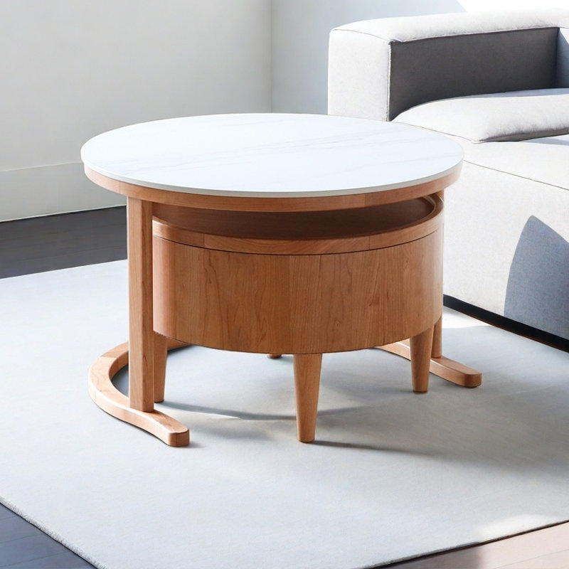 Modern Round Coffee Table with Rotating Design