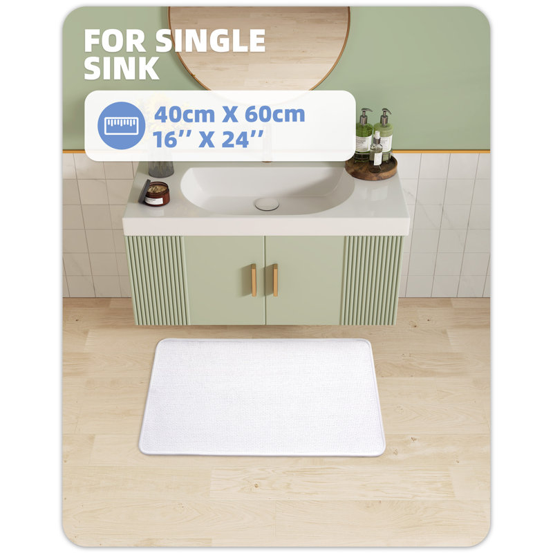 Abelard Non-Slip Bath Rug, 17.33"W x 29.53"L, White