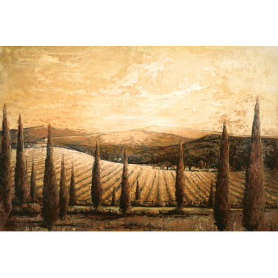 Trees And Mountains - Wrapped Canvas Painting