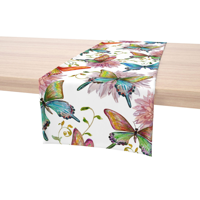 Fabric Textile Products Inc 100% Cotton Table Runner Floral Botanical Print Ivory, 16" x 72"